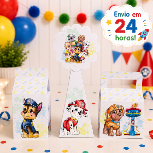 KIT FESTA INFANTIL PATRULHA CANINA AZUL PERSONALIZADO COMPLETO DECORAÇÃO ANIVERSÁRIO CRIANÇA