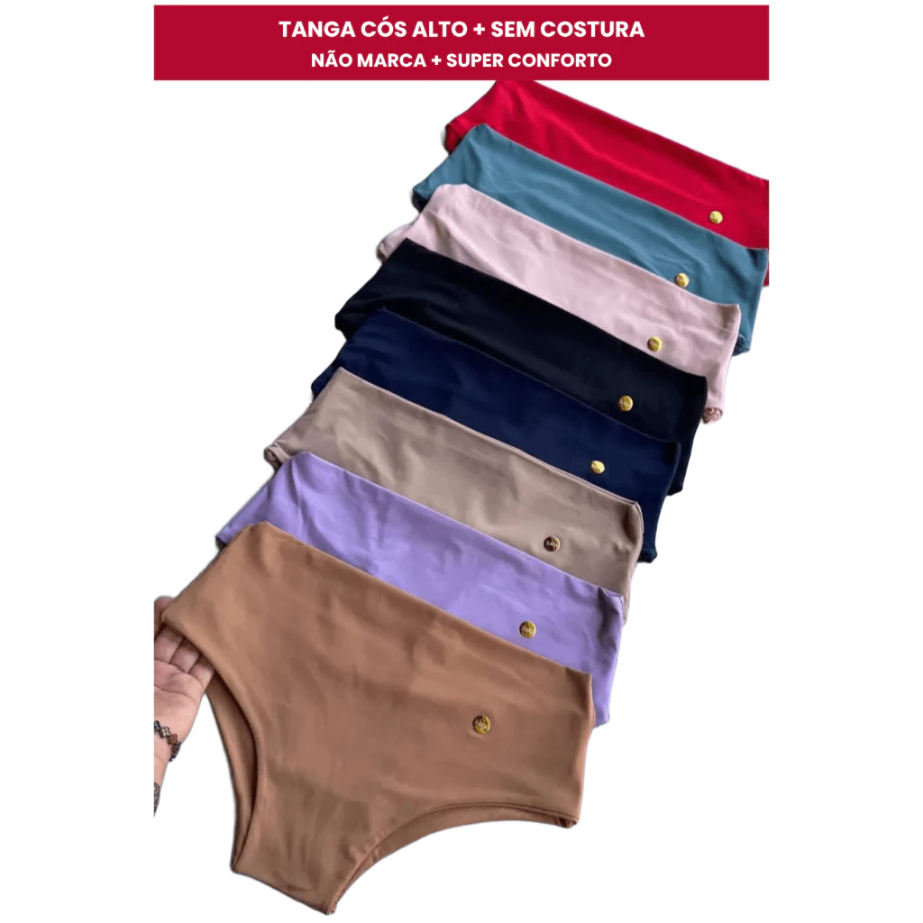 Kit Calcinha Tanga Cos Alto Duplo Poliamida Sem Costura Não Marca no Corpo Confortavel Modeladora Premium — imagem 1