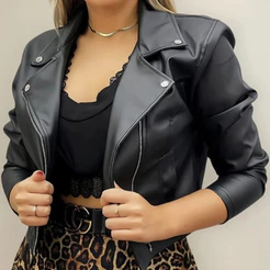 JAQUETA FEMININA CON ZIPER FRONTAL ELEGANTE