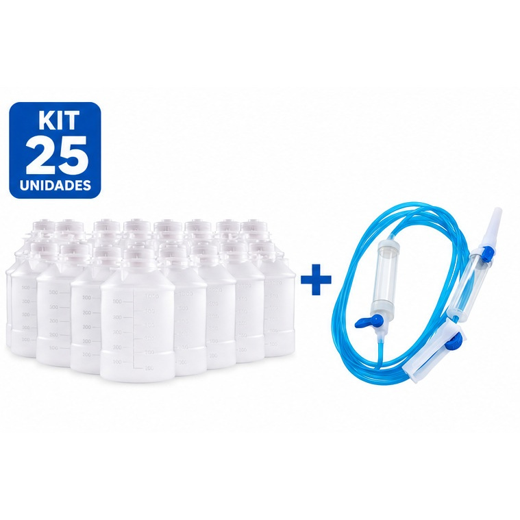KIT NUTRIÇÃO / ALIMENTAÇÃO ENTERAL 25 FRASCOS 300ML + 25 EQUIPOS