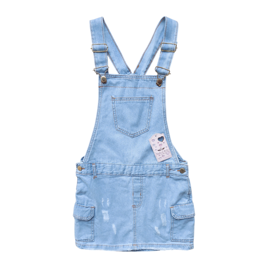 Jardineira Saia Jeans  Juvenil Menina Bolso Cargo Lateral Tam; 10 12 14 16 🌸