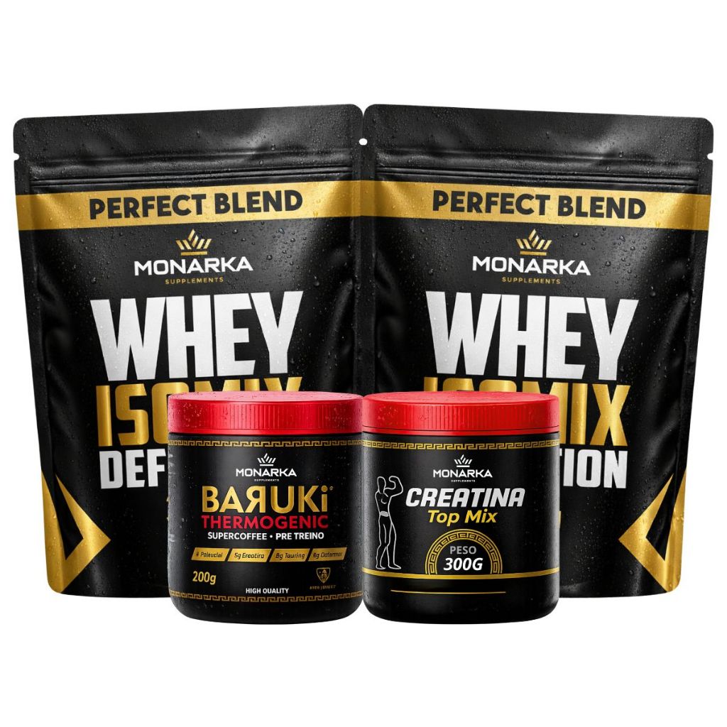 KIT Whey Isolado Concentrado 2kg  + Creatina Monohidratada + Pré-Treino Termogenico Supercoffee