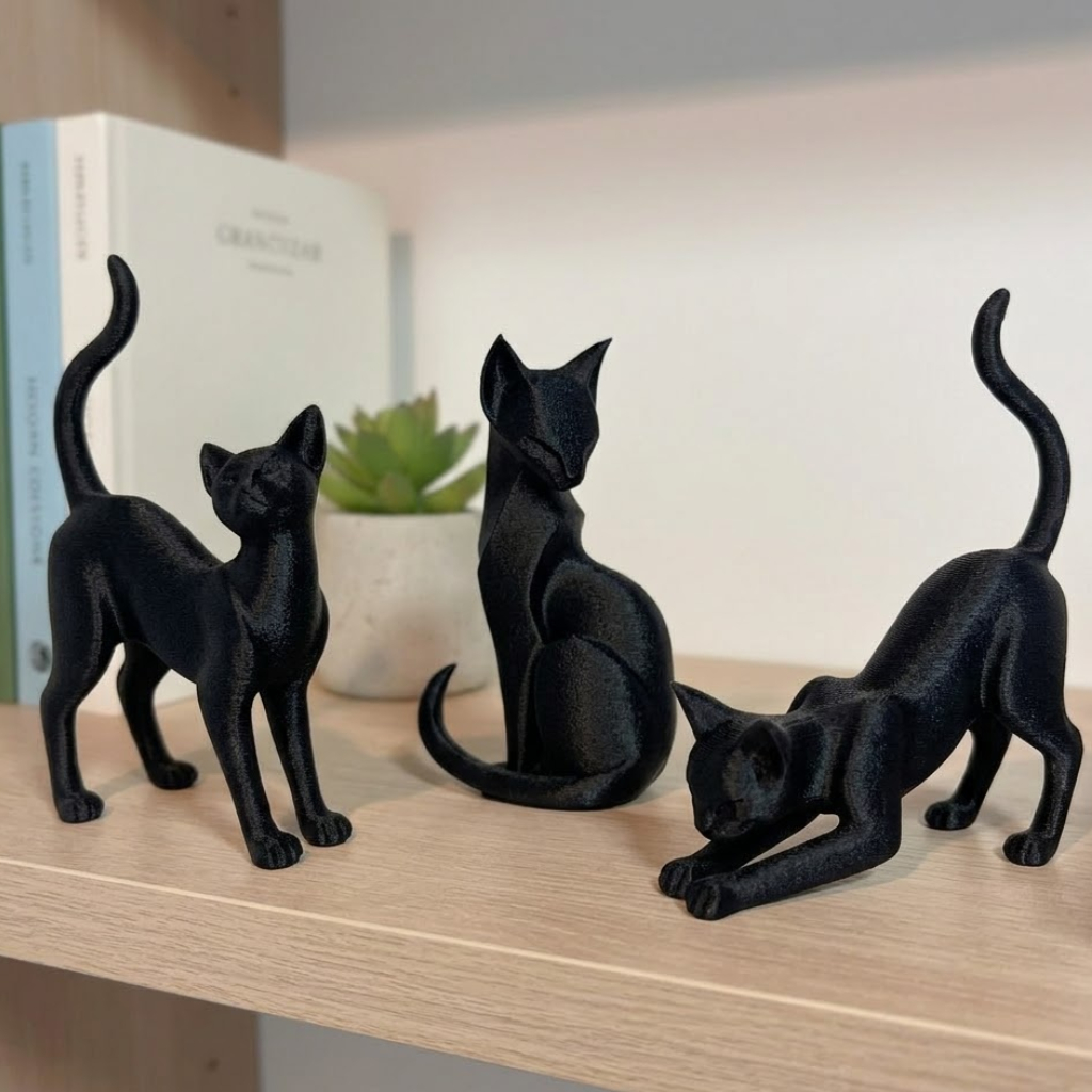 3 Escultura Gato Decorativo para casa mesa e estante Decoração Moderna casa