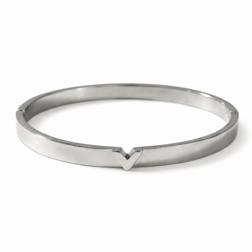 Pulseira Bracelete de Aço Inoxidável Prateada