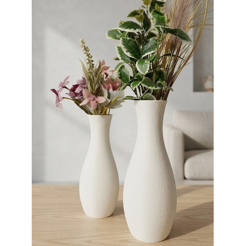 Vaso Aurora Minimalista Decoração Moderna – Vaso branco para arranjos secos (20cm / 23cm / Conjunto)