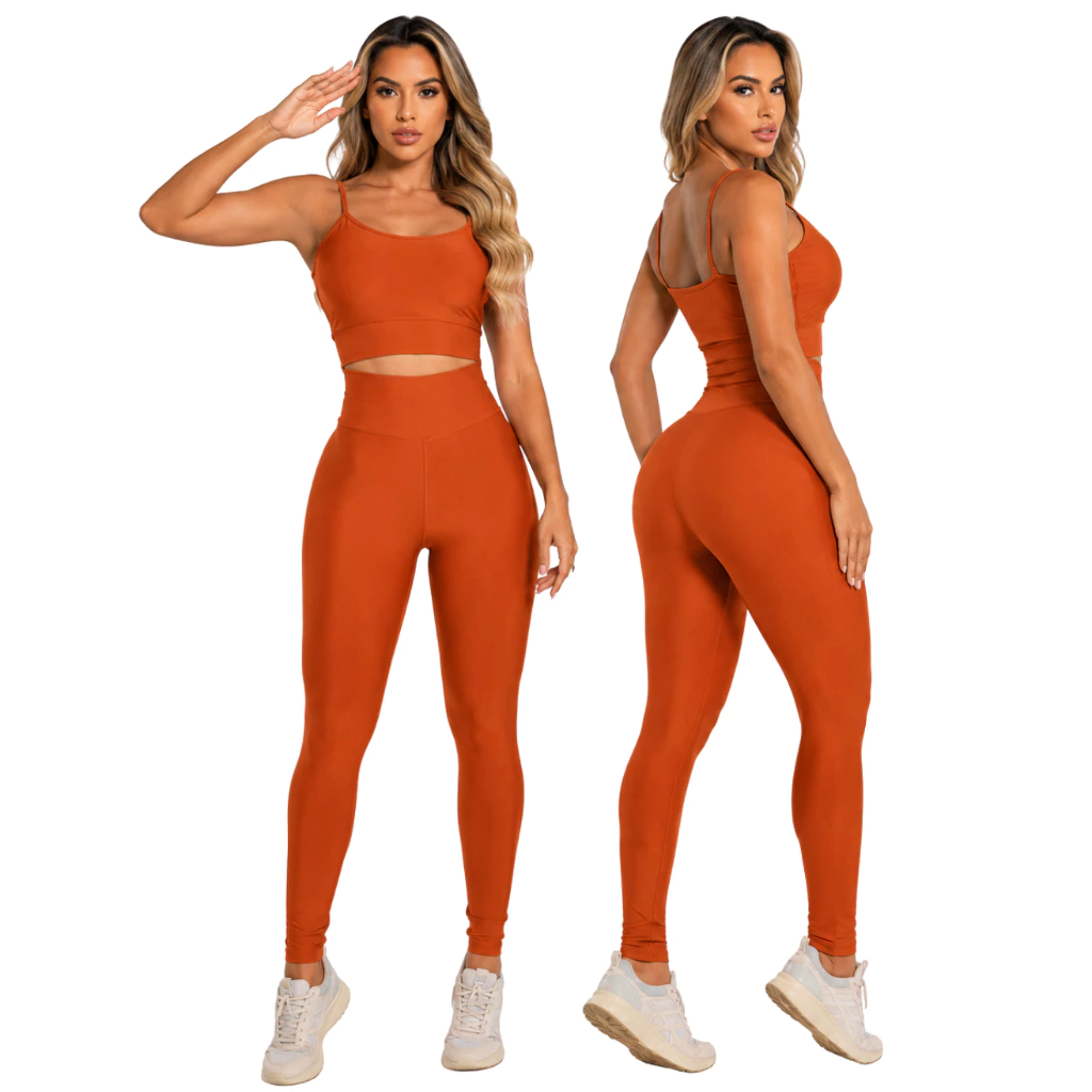 Conjunto Fitness Feminino Luxo Suplex Premium Roupa de Academia Cintura Alta P ao GG