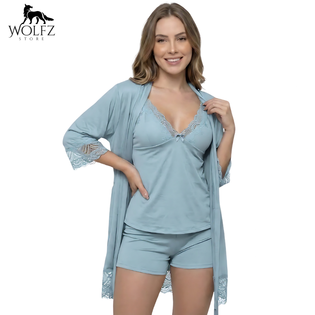 Kit Baby Doll Amamentação Abre Fácil + Hobby Maternidade Confortável Rendado Gestante