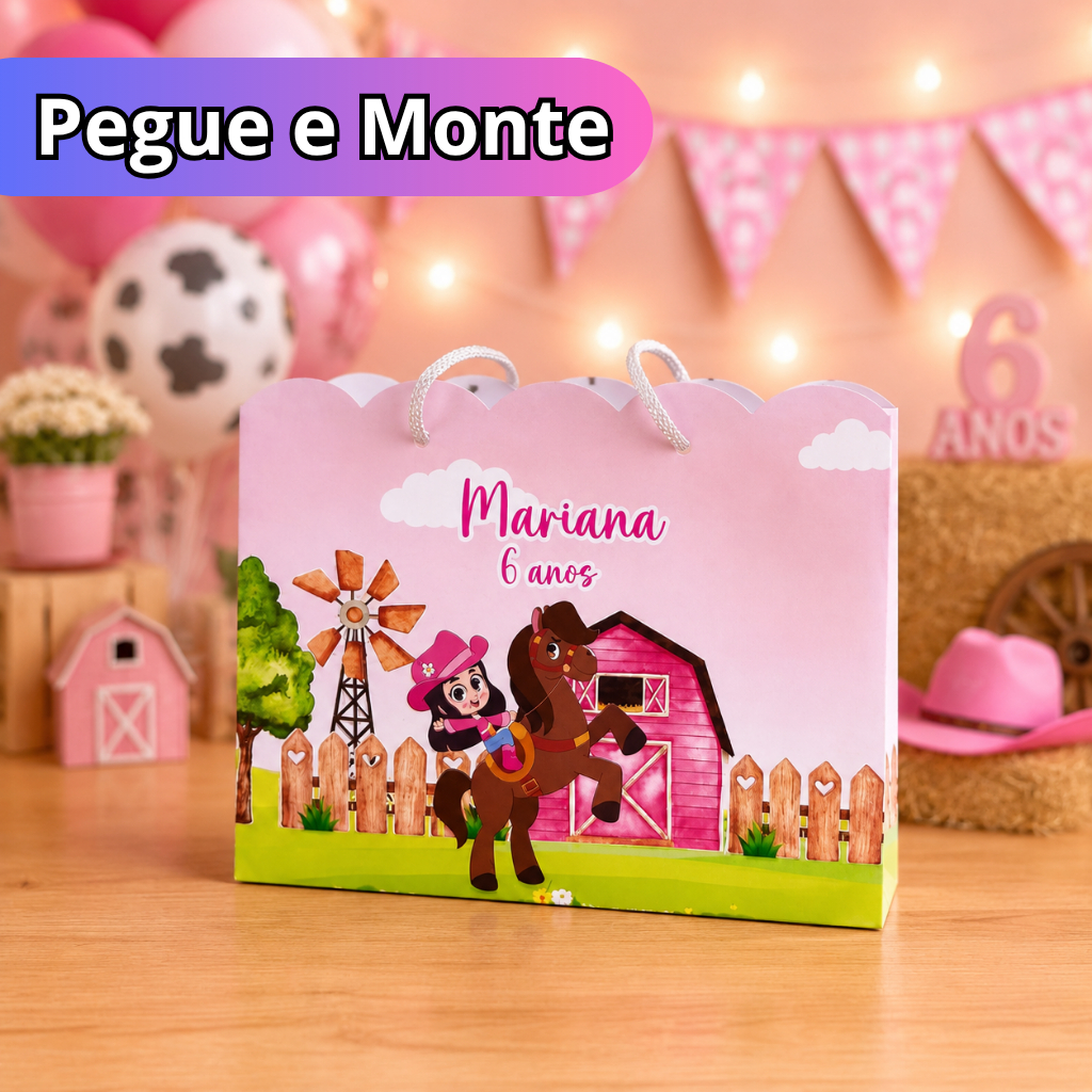 Sacolinha Personalizada Pegue e Monte Boiadeirinha festa infantil formato nuvem sacolinha surpresa