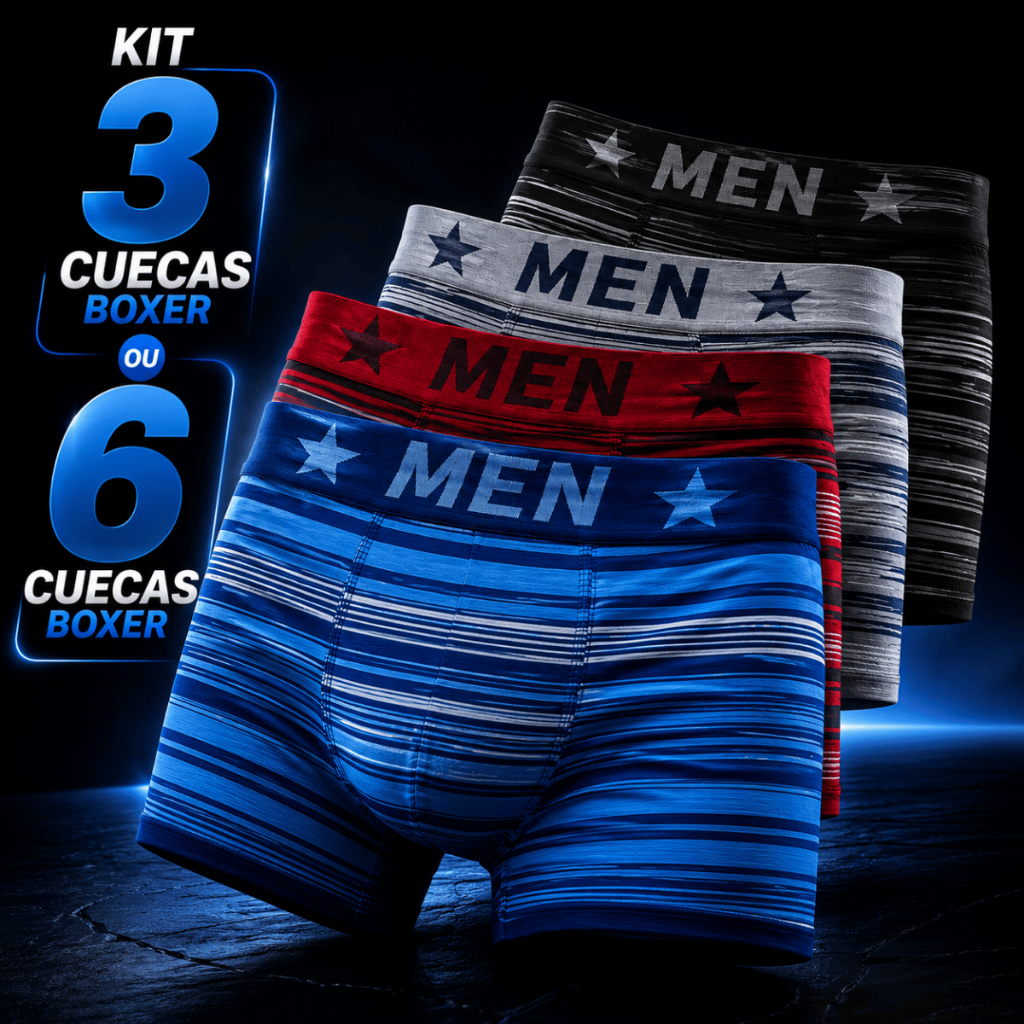 Kit 3/6 Cuecas Boxer Masculina Microfibra Sem Costura Confortável Adulto