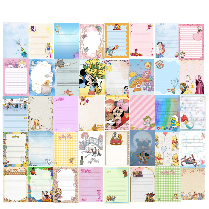 40 Papéis de Carta Nostalgia e fofura/ Papel de Carta /tam. A5/ coleção 13