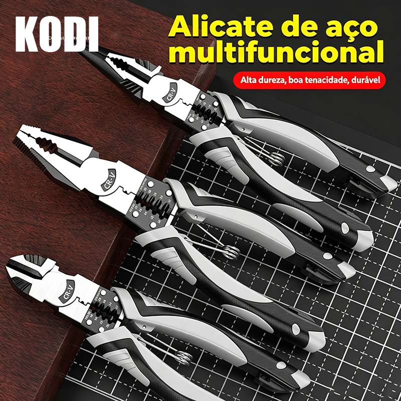 Alicate Universal Titanium Multifuncional Descascador Crimpador Corte Fio Eletricista F18