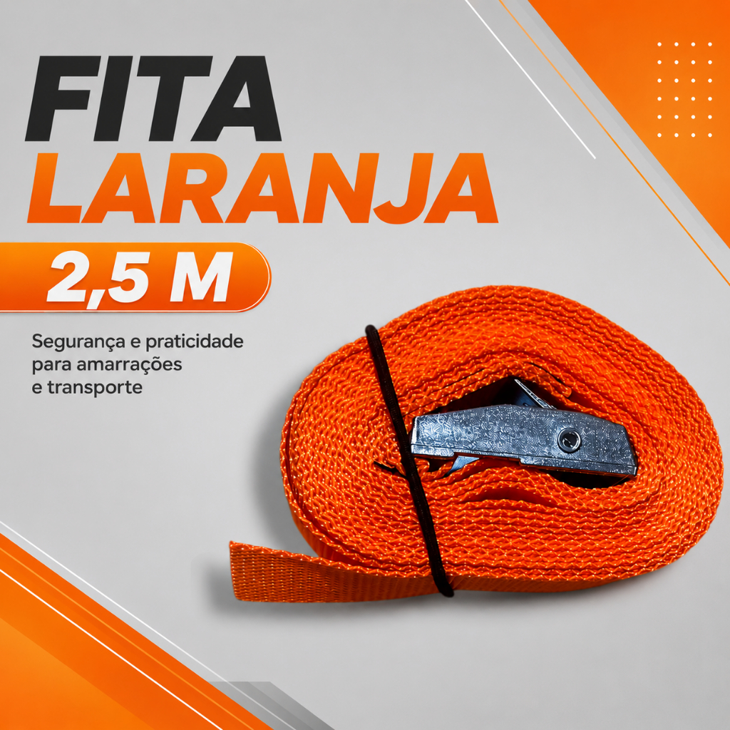 Cinta com presilha Catraca mordente 400kg Amarraçao Carga Jet Ski Moto 2,5 M