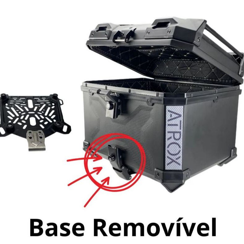 Bau Bauleto Traseiro Plastico 45 Litros Preto Com Base Removivel Com X Adventure