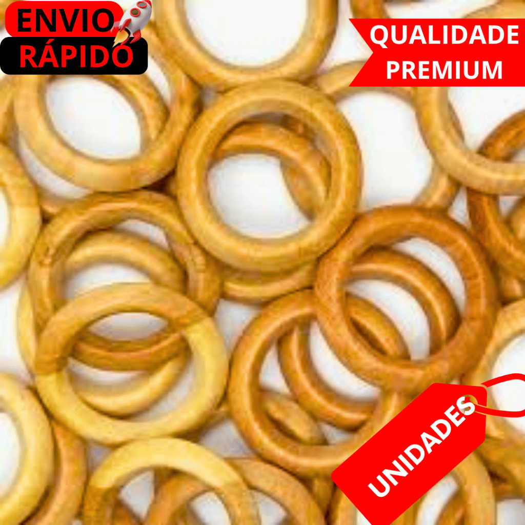 Argolas de Madeira Natural - UN   100|60|50 e 25 Artesanato, Macramê, Cortina, Chaveiro e Decoração.