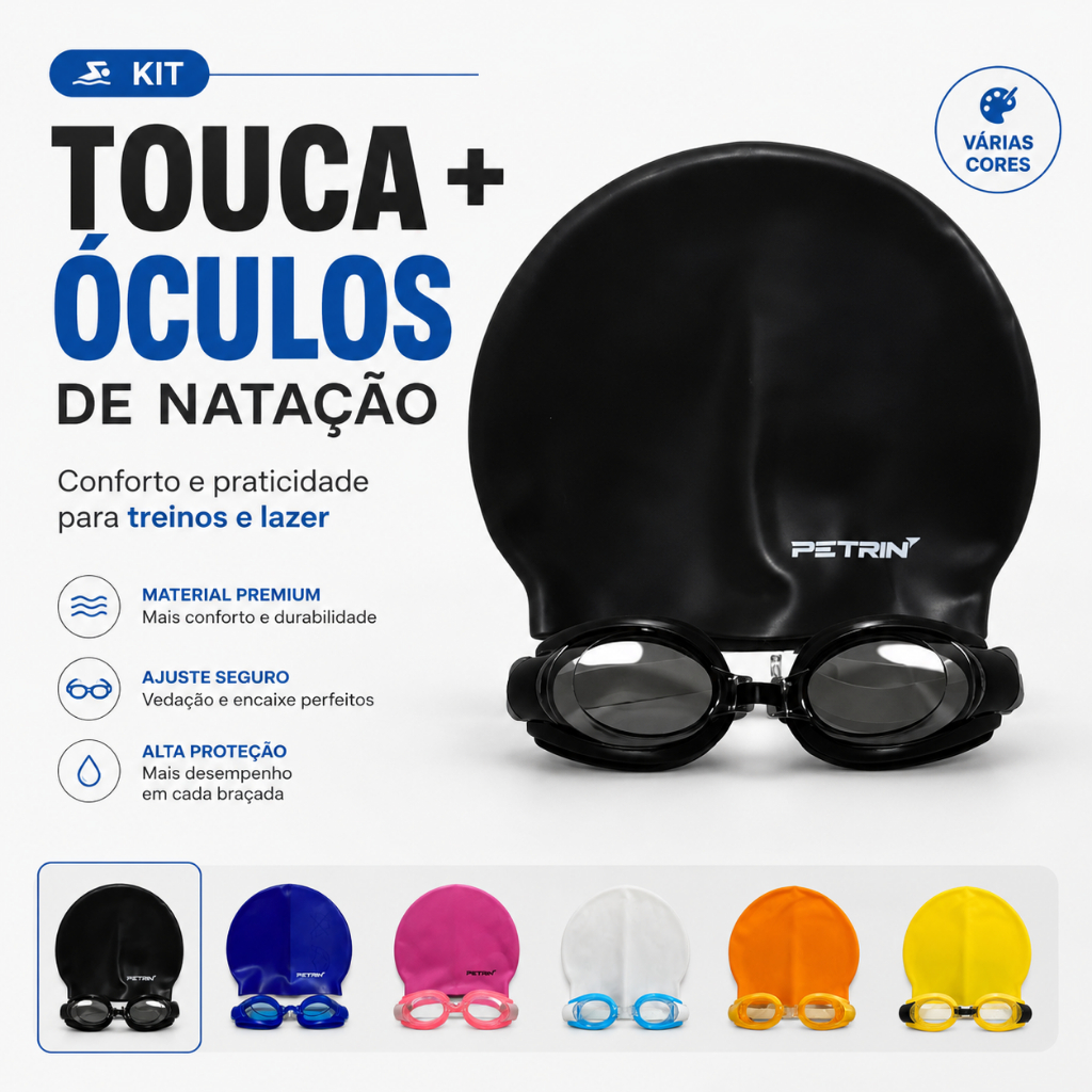 Óculos de Mergulho Natação com Touca Petrin