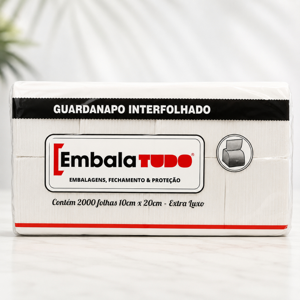 Guardanapo Interfolhado com 6.000 Folhas Papel Branco Macio Luxo 10cm X 20cm