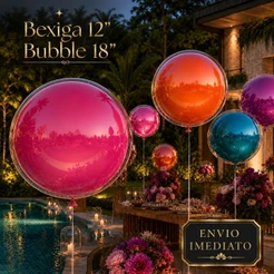 Kit 10 Balões Aéreo - Balão Bubble 18" + Balão 12" Balão Encapsulado Balão Bubble Transparente Festa