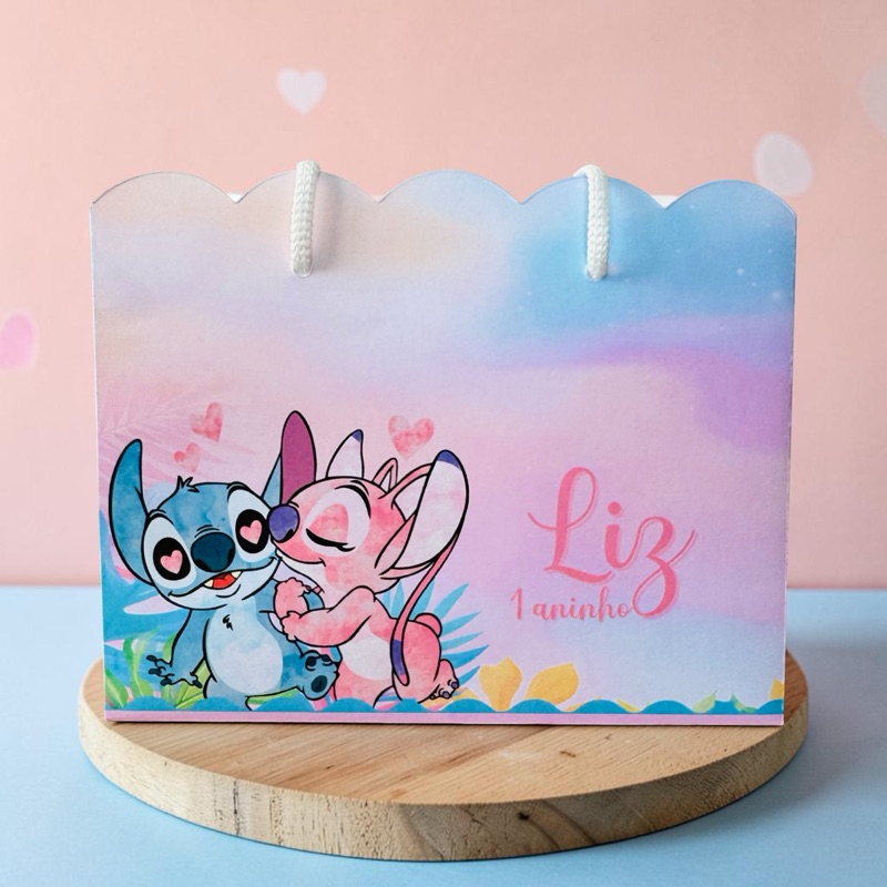 SACOLINHA Stitch 💜💗🩵Personalizado |  Sacolinha Nuvem | Lembrancinha | Minos | Aniversário Stitch 🩵💗💜