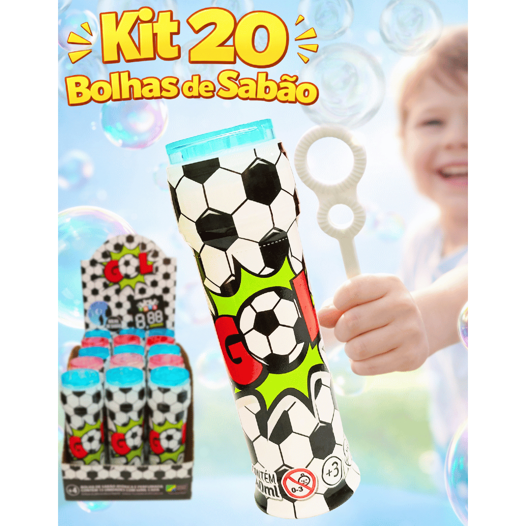 Kit 20 Bolha Sabão futebol Lembrancinhas de aniversário infantil bolinha prenda junina copa atacado