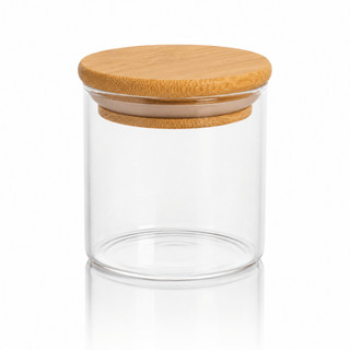 Pote De Vidro Hermético 200ml Tampa Bambu Porta Condimento Tempero Chá