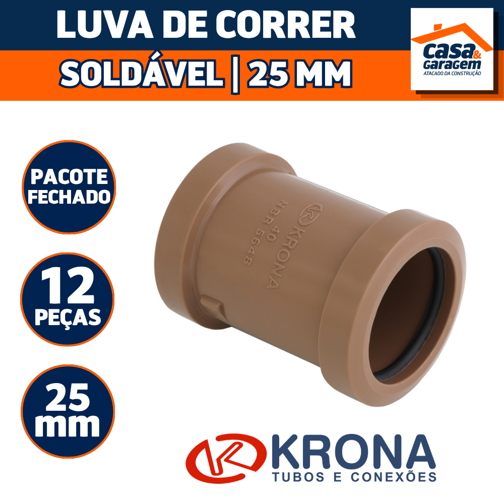 Kit Com 12 Luva Correr Soldavel 25mm 3/4" 445 Krona