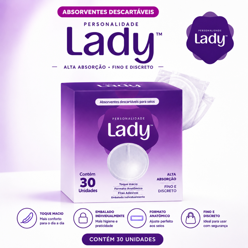 Absorvente de Seios Descartável Amamentação Pôs Parto Personalidade Lady