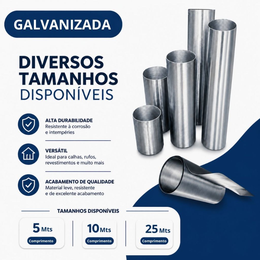 Bobina Chapa 1,20 M X 5 M Rolo Galvanizada Calha Rufo — imagem 2 de 2