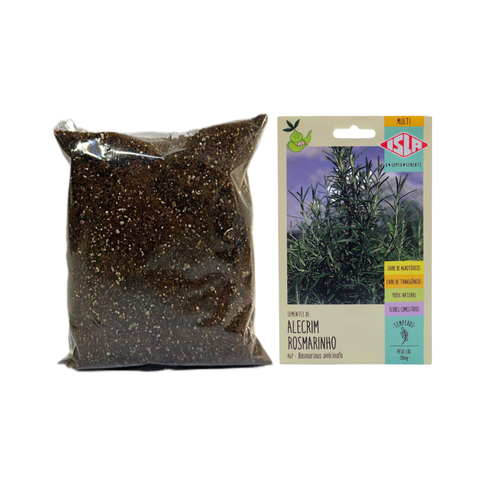 Kit Para Plantar Semente Isla Alecrim Rosamarinho + Substrato Carolina Soil Fracionado 0075 200g