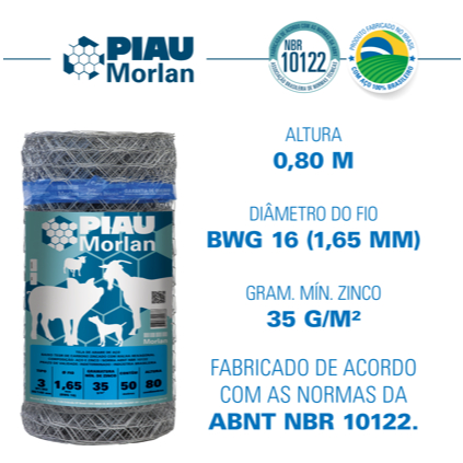 Tela Piau Morlan Mangueirão 3x16x0,80m 50m