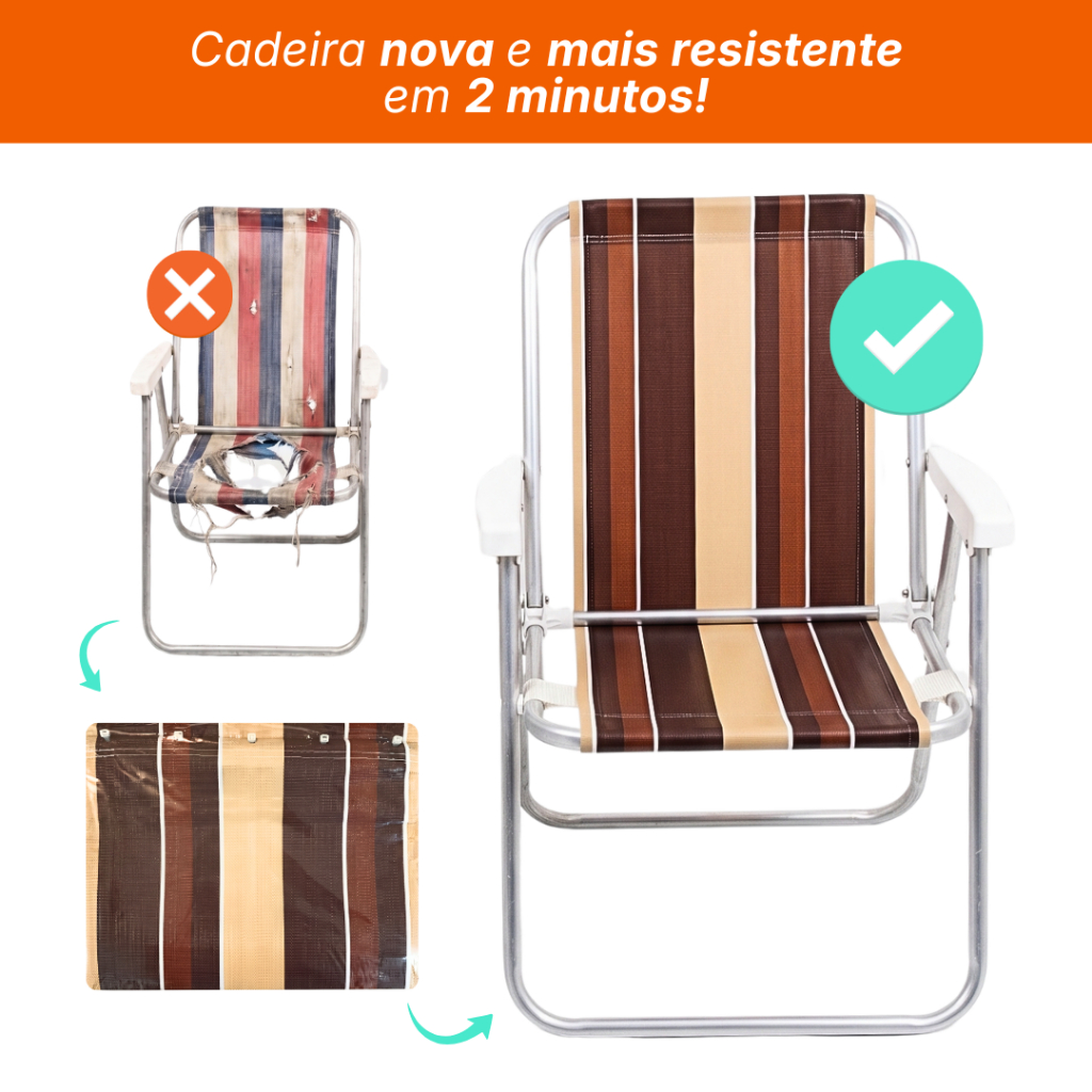 Refil para Cadeira de Praia Tecido Original Sol Lar e Lazer | Capa Tamanho Padrão com Várias Cores
