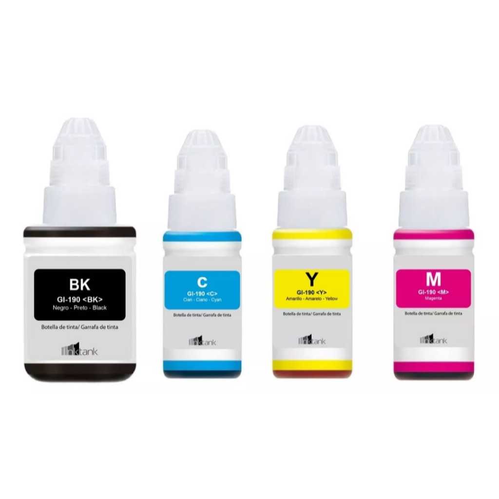 KIT 4 REFIL TINTA  CANON GI-190 G3110/G2010/G3100/G1100/G3111/G3102/G4100/G4102/G4110/G4111