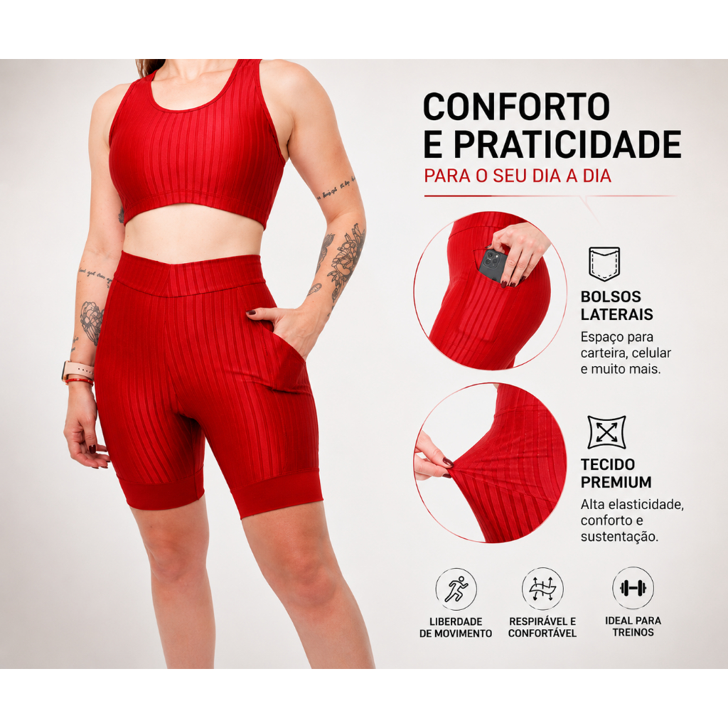 short de academia feminino / cintura  Alta / bolsos nas laterais