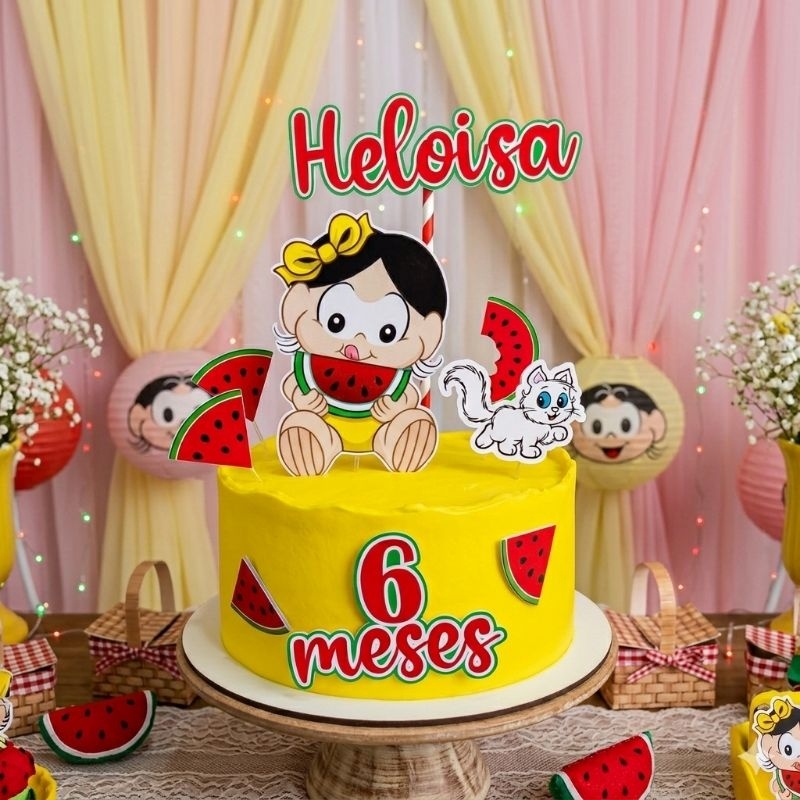 Topo de Bolo Personalizado Magali - Turma da Mônica Mesversário - Menina
