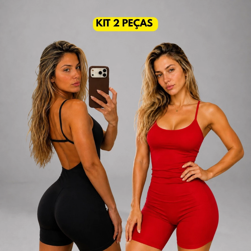Kit 2 Macaquinhos Fitness Feminino Costa Nua Zero Transparência Academia — imagem 1