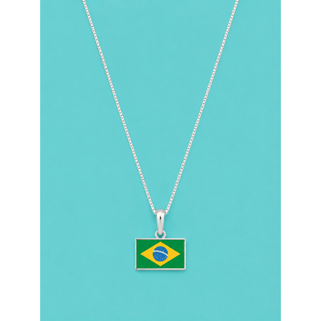 Colar Veneziana Seleção Brasileira - Prata