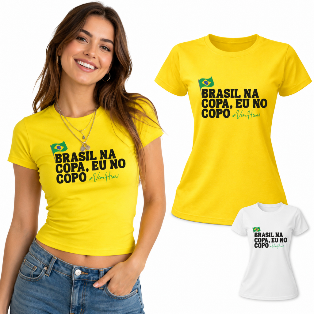 Camiseta Babylook Feminina Copa Do Mundo Brasil 100% Algodão Blusa