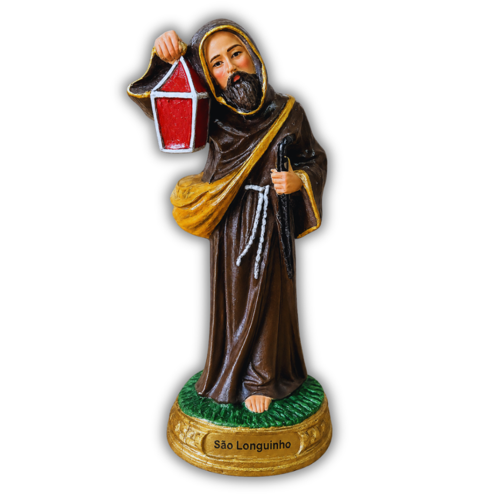 Imagem São Longuinho 15cm | Estatua Religiosa com Pintura Sacra e Acabamento Refinado
