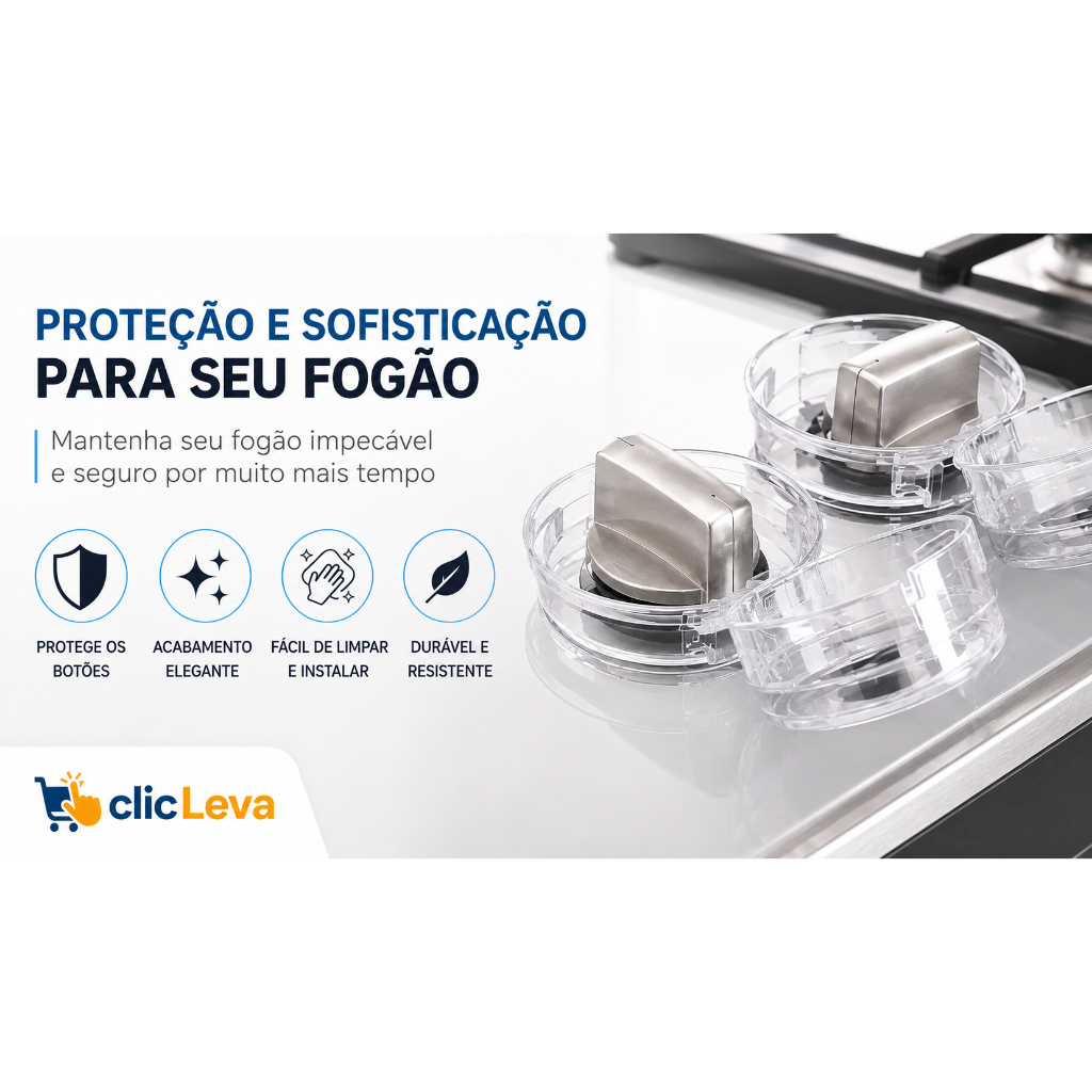 Kit Protetor De Botão de Fogão Transparente Fumê Proteção Infantil