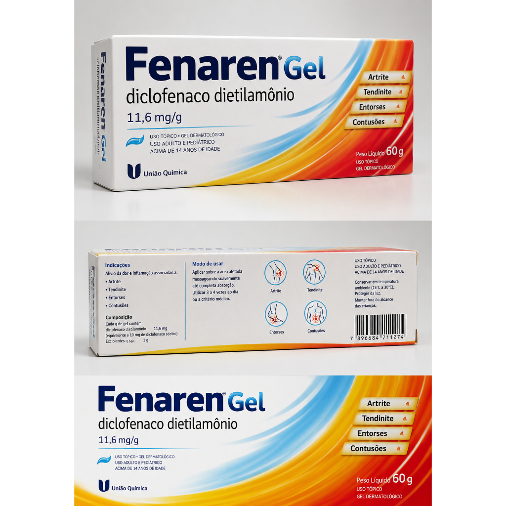 Fenaren Gel 60g Anti-inflamatório Tópico Para Dor, Inflamação, Entorse e Pós-Treino