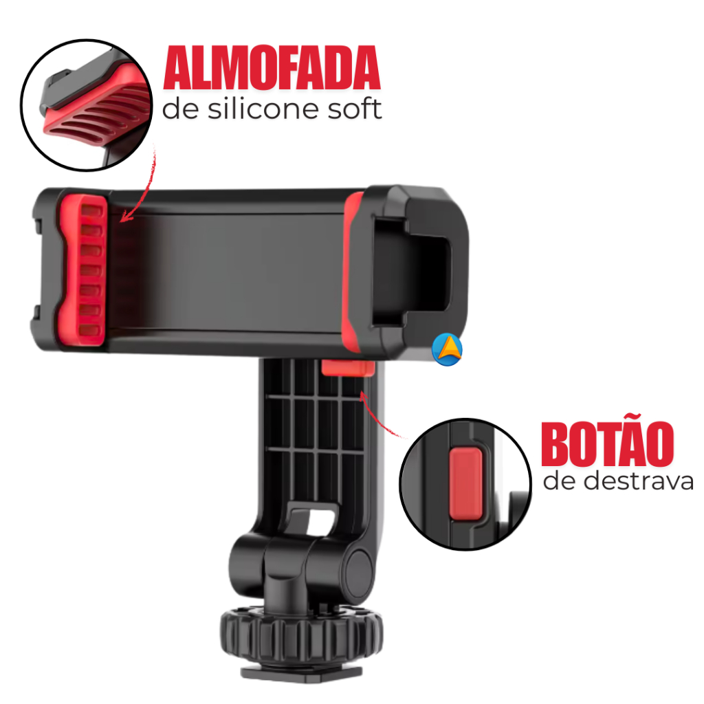 Suporte de Celular Portátil Modelo Garra Universal Leve e Resistente Serve Para Tripé Estúdio ou Uso Móvel — imagem 2 de 2