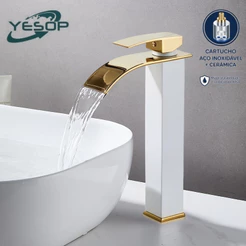 Espessamento de alta qualidade Torneira Banheiro Aço Inox Luxo Saída De Cascata Quente E Fria Misturador Yesop