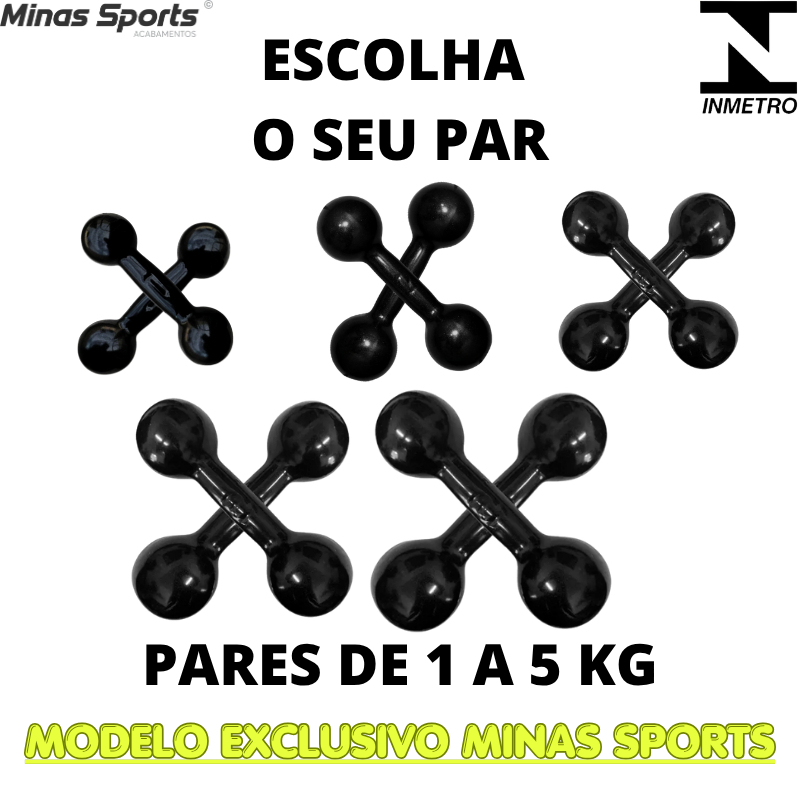 Par Halter Emborrachado Premium - 1 a 5 Kg / Treino em casa Crossfit Musculação Peso de Academia C/ 2 Un