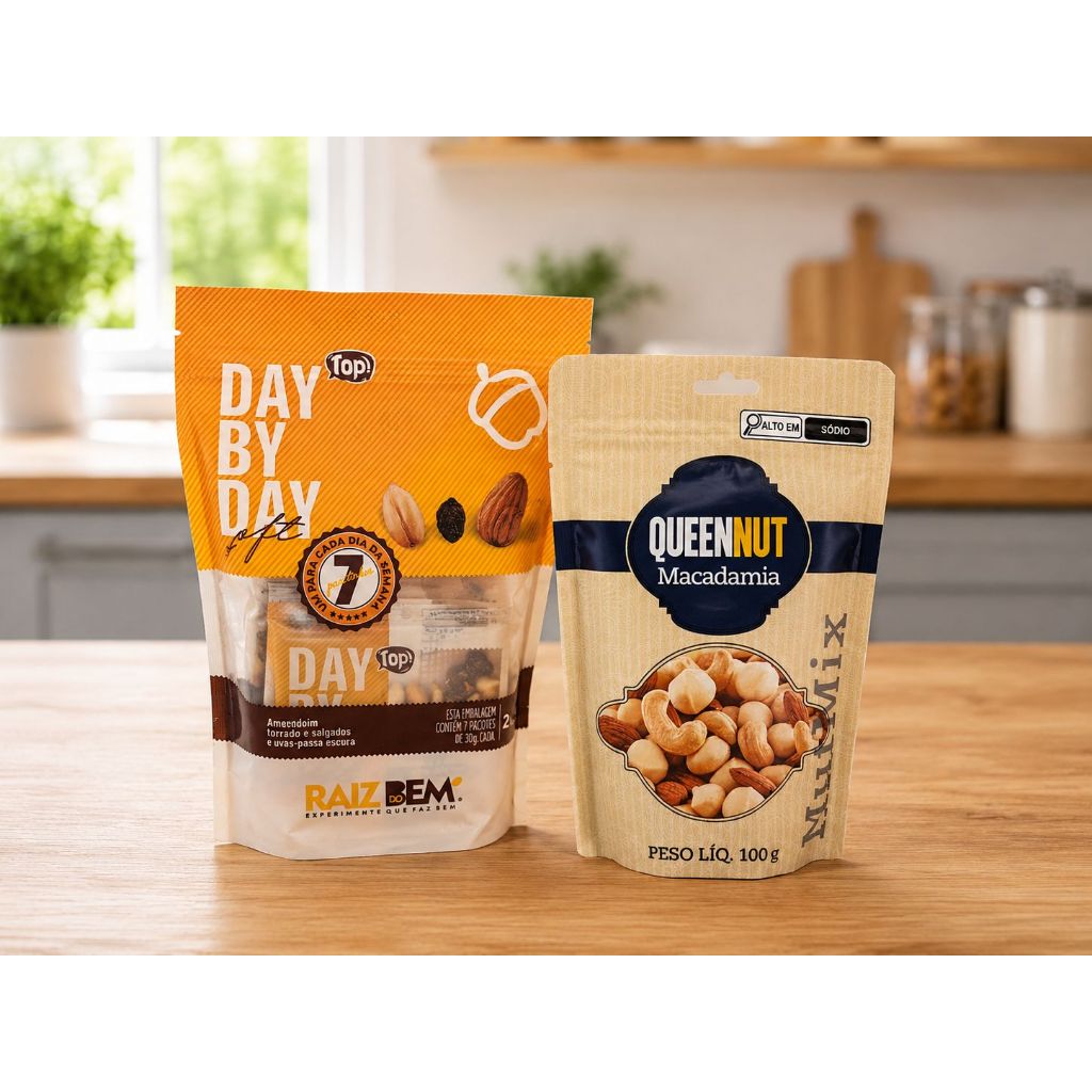 Kit Saudável com 1 pct Mix Day By Day 210gr Raiz do Bem e  1 pct Macadamia Nut Mix 100gr Queennut