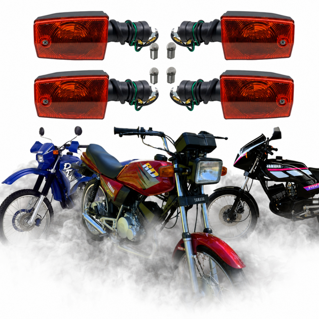 Kit 4 Pisca Seta Laranja DT180 RD135 RDZ 125 135 + 4 Lampada Seta Completo