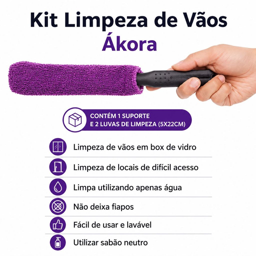 Detalhes do Conjunto Limpeza de Vãos Box e Janela + Limpa Vidro Pano Mágico Poliéster e Poliamida