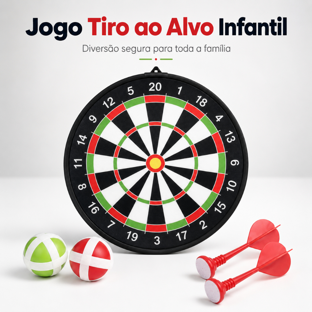 Brinquedo Tiro ao Alvo Infantil com Dardos e Bolinhas de Velcro Jogo Seguro 40cm para Crianças