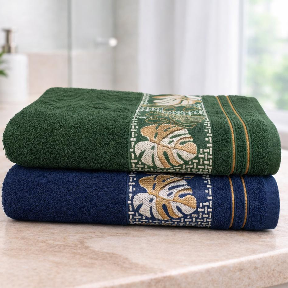 Kit 2 Toalha Banho Botanic Macia Luxo Premium 75x130cm Alta Absorção e Estampa Exclusiva