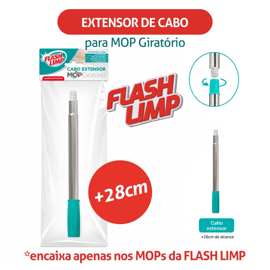 Cabo Extensor Mop Giratório Flash Limp Inox Compatível MOP7824 8258 9782