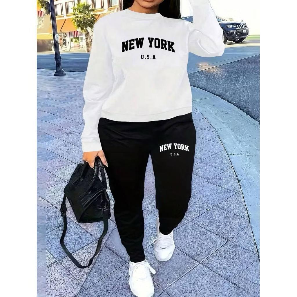 Conjunto Moletom Feminino New York Estiloso Flanelado Confortável Premium