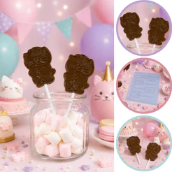 1~10 FORMA SIMPLES PIRULITO GATINHO CÓD. 97 EM ACETATO BWB PARA BOMBOM, DOCES DE CHOCOLATE E CONFEITARIA (CHOCO)